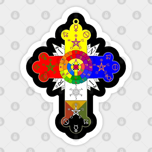 The Golden Dawn - Rose Cross. Sticker by OriginalDarkPoetry